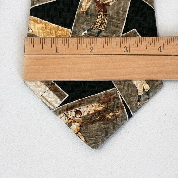 Payne Stewart Golf Theme Tie Brown Red Tan Silk Knickers Heritage Outdoors - Picture 9 of 9